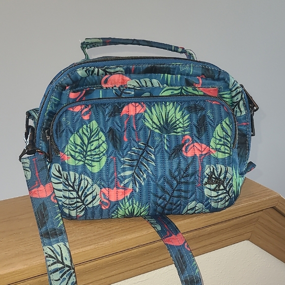 Lug Mini Ranger Blue Flamingo Print Crossbody Bag - Picture 1 of 9